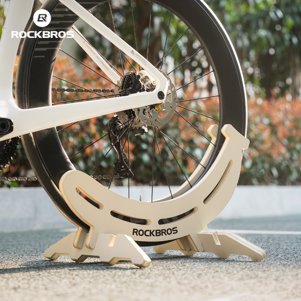 ROCKBROS Wooden Bicycle Stand Universal 15KG Load Capacity Bike Display ...