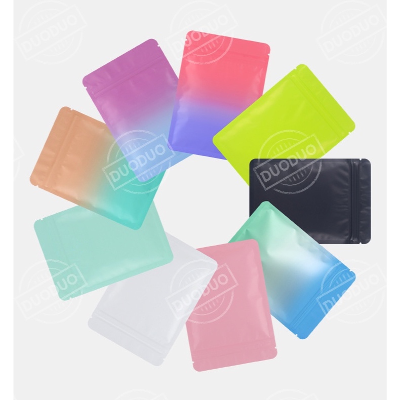 100pcs Gradient Color Matte Foil Flat Bag with Sealing Jewelry Bag Gift ...