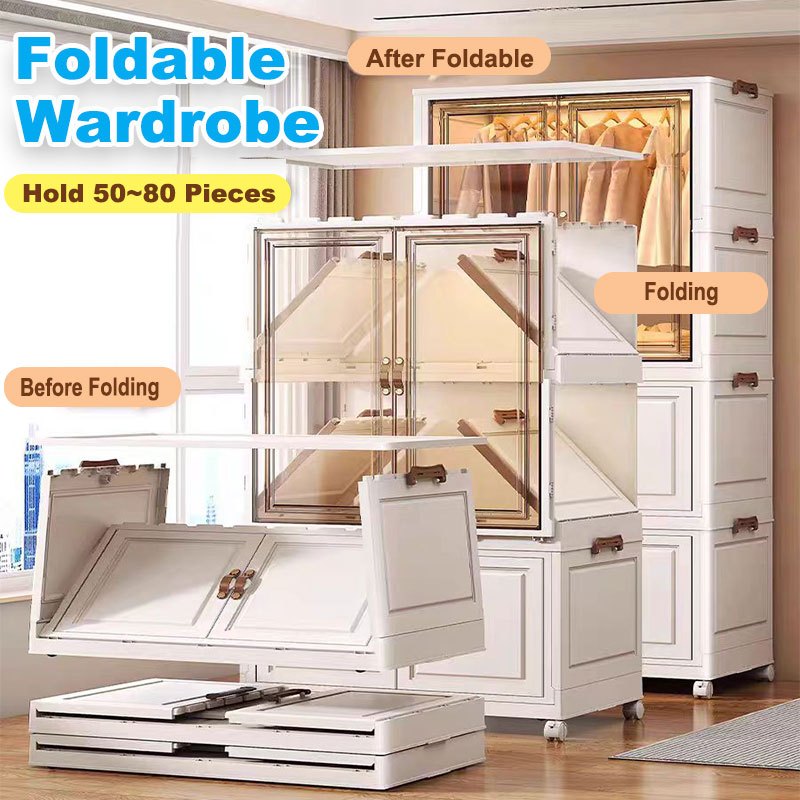 (SG STOCK)Folding Storage Cabinets Folding Storage Box Transparent ...