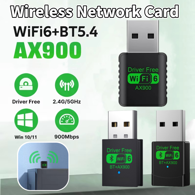 WiFi 6 AX900 Bluetooth 5.4 WiFi USB Adapter Wireless Network Card 2.4G ...