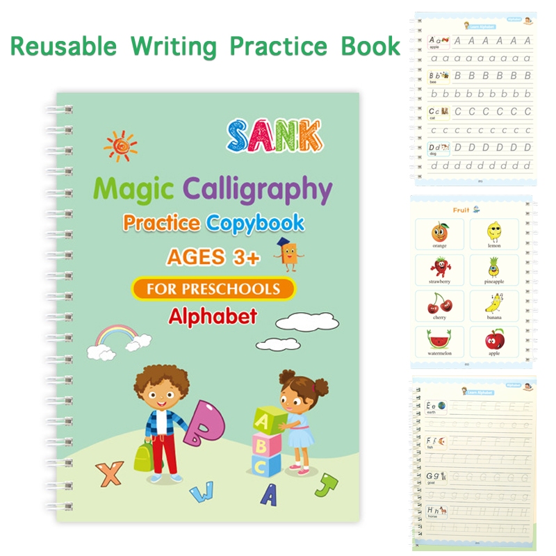 Kids Early Learning Toys 16 Sides Reusable Copybook Alphabet & Number ...