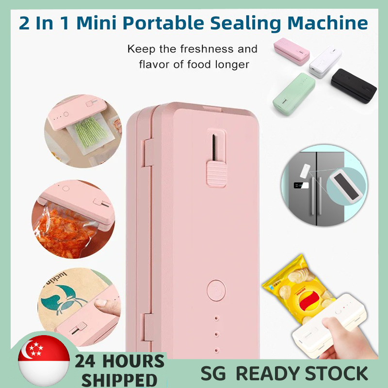 【SG READY STOCK】2 In 1 Mini Portable Sealing Machine Handheld Heat ...