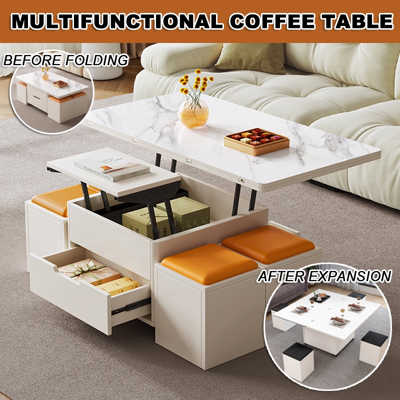 [No Installation Required]Coffee Table Foldable Lifting Multifunctional ...
