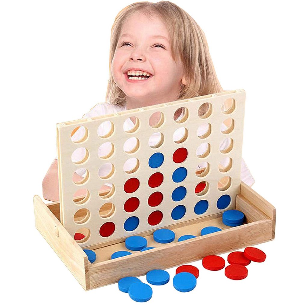 Wooden 4 in a Row Game - Classic Strategy Game for Adults Children ...