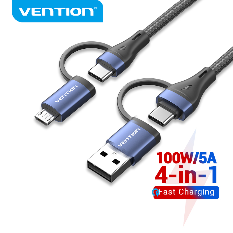 Vention 4 In 1 USB C 100W PD Type C To USB C Fast Charging Cable Usb A ...