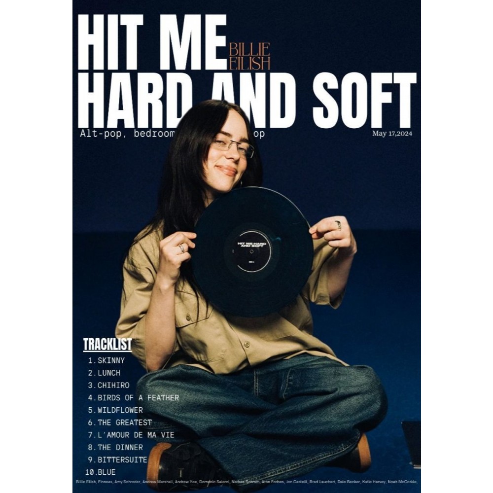 Billie Eilish Hit Me Hard and Soft ポスター Hit me hard and soft Billie Eilish poster A3 | Shopee Singapore
