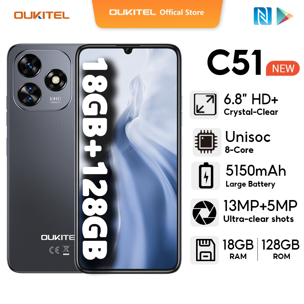 Oukitel 18 Gb Mobile Oukitel C51: 18GB RAM, 128GB ROM, HD+ Display