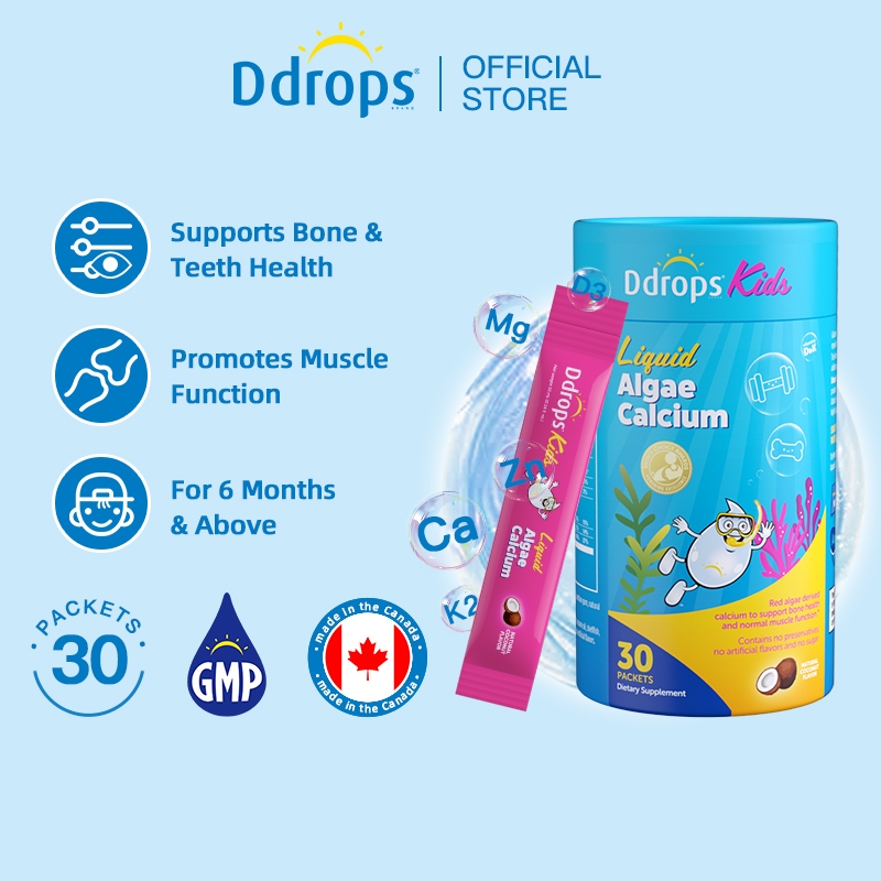 Ddrops Kids Liquid Algae Calcium, Magnesium, Zinc Dietary Supplement ...