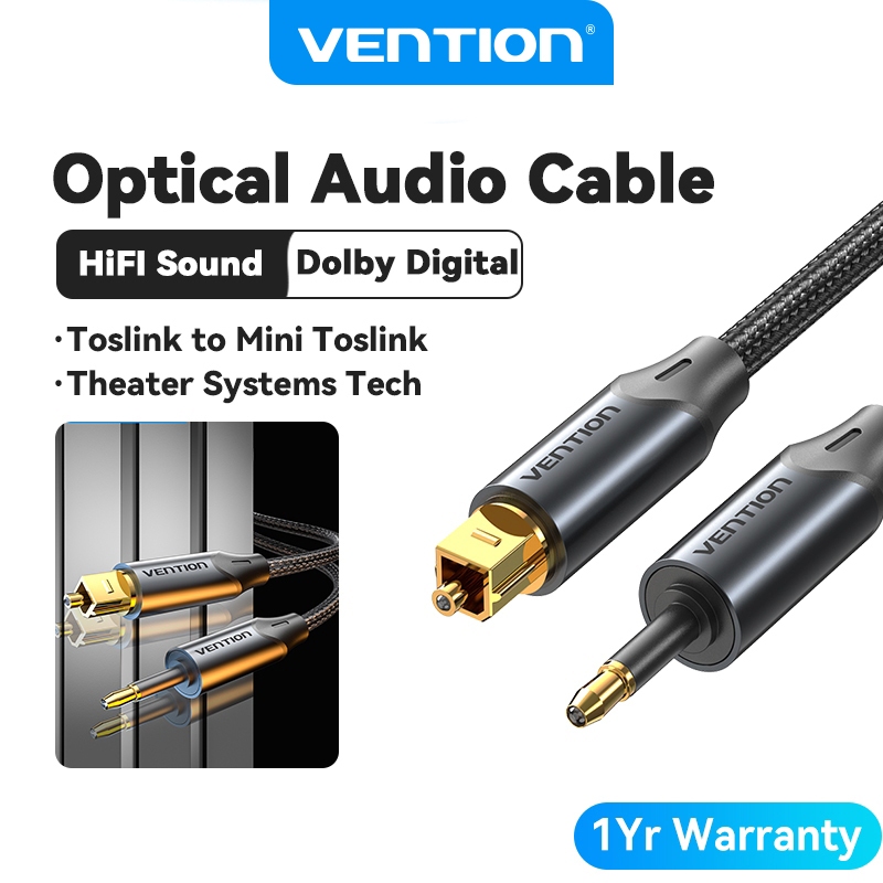 Vention Optical Fiber Square Port to 3.5mm Optical Fiber Round Port ...