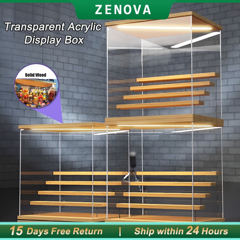 Transparent Acrylic Display Box with Wooden Top/Base Popmart Display ...