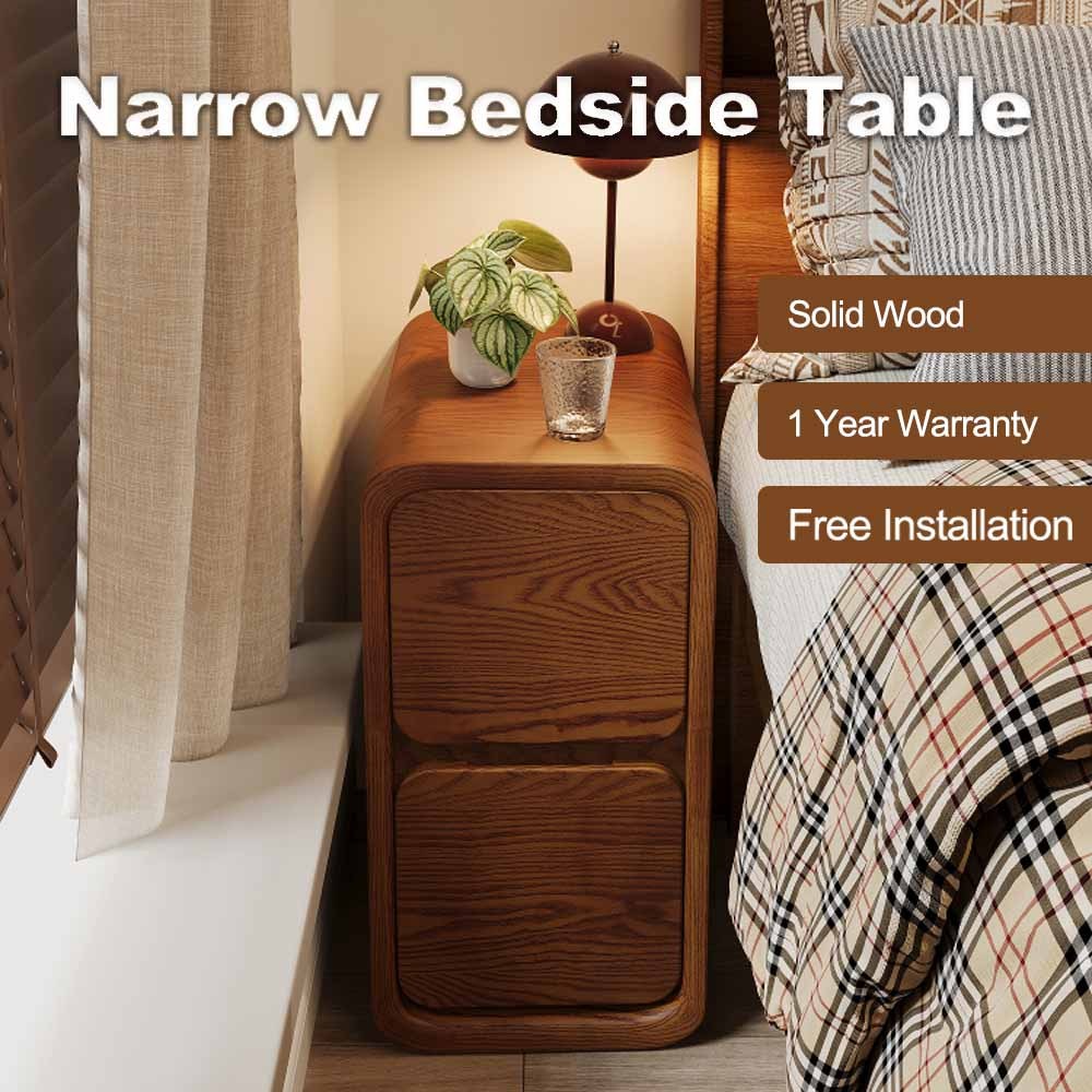 【No installation needed】Bedside Table Modern Simple Bedroom Solid Wood ...