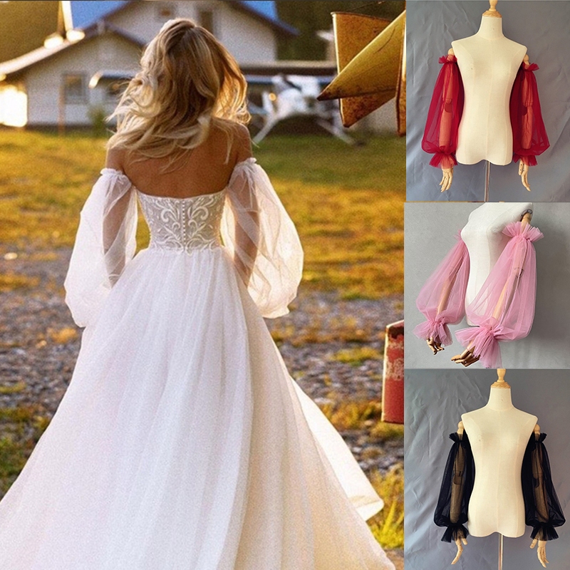 Puff Detachable Sleeves For Bridal Wedding Dress Ball Gown Accessories Arm  Cover Decorate Skin-friendly Long Sleeves