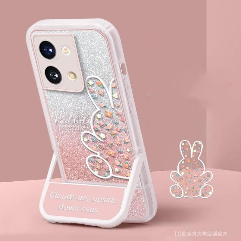 Custodia Per Telefono Con Specchio Per Trucco Pieghevole E Placcatura - Foto 3