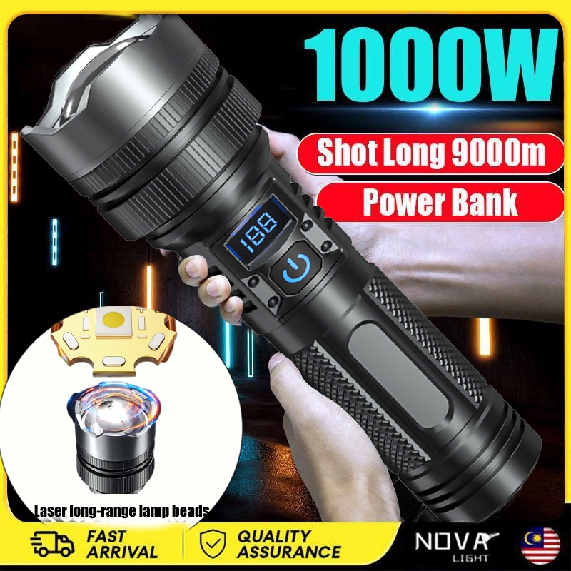 [COD] 1000W Super Bright Torchlight Outdoor Flashlight White laser ...