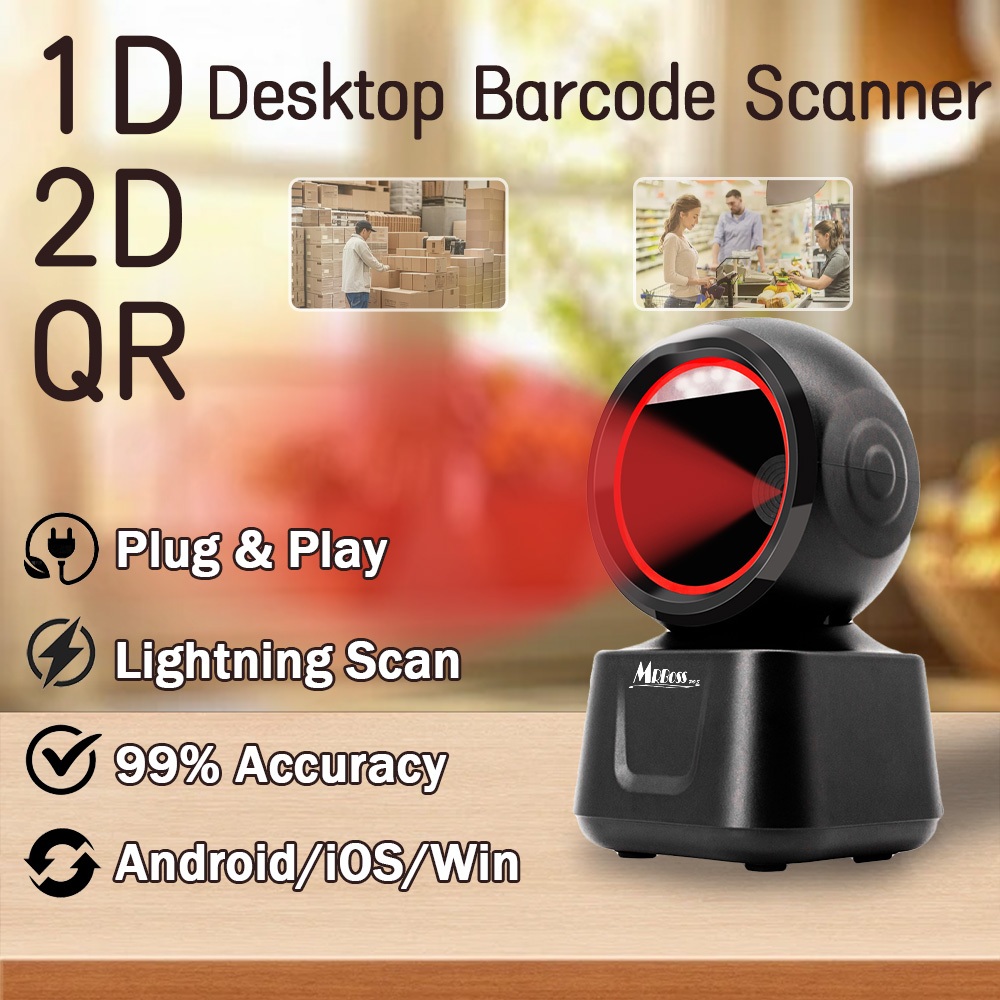1D 2D Barcode Scanner USB Connection for Multi-system, Food Store ...