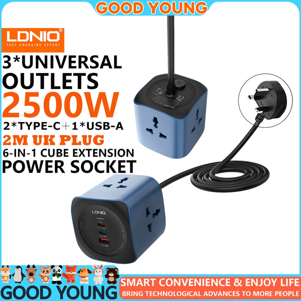 LDNIO 2500W Extension Socket Universal Outlet Power Extension Power ...