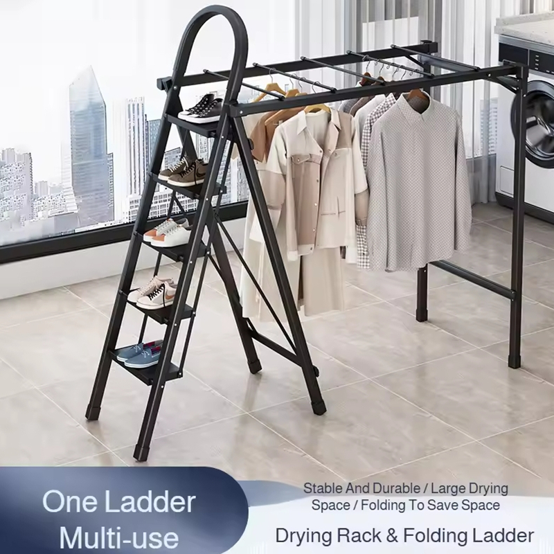 Household Thickened Folding Clothes Rack Storage Rack Climbing Clothes ...