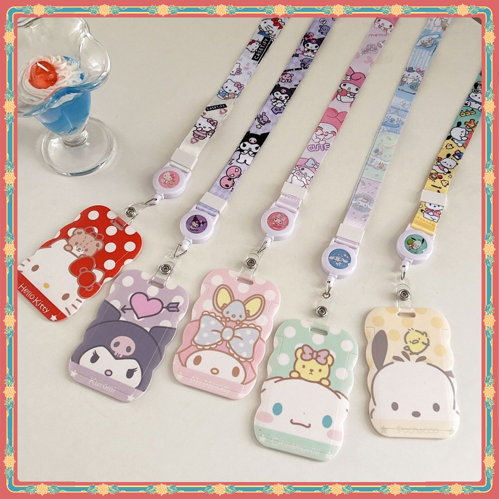 Ready Stock Sanrio Multifunctional Retractable Long Rope Card Holder ...