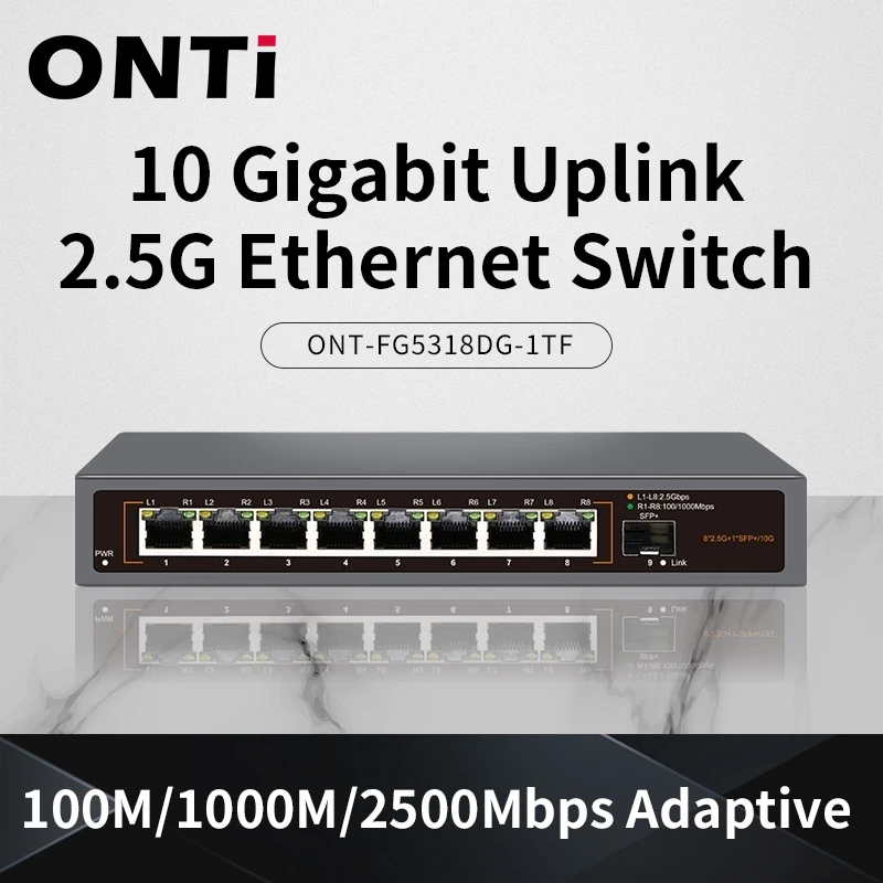 ONTi 8-Port 2.5G Desktop Switch Network Switch SFP+ Uplink Plug and ...