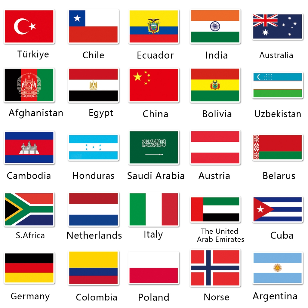 105 Piece Funny Flag Stickers Waterproof DIY For Phones Laptop Car ...