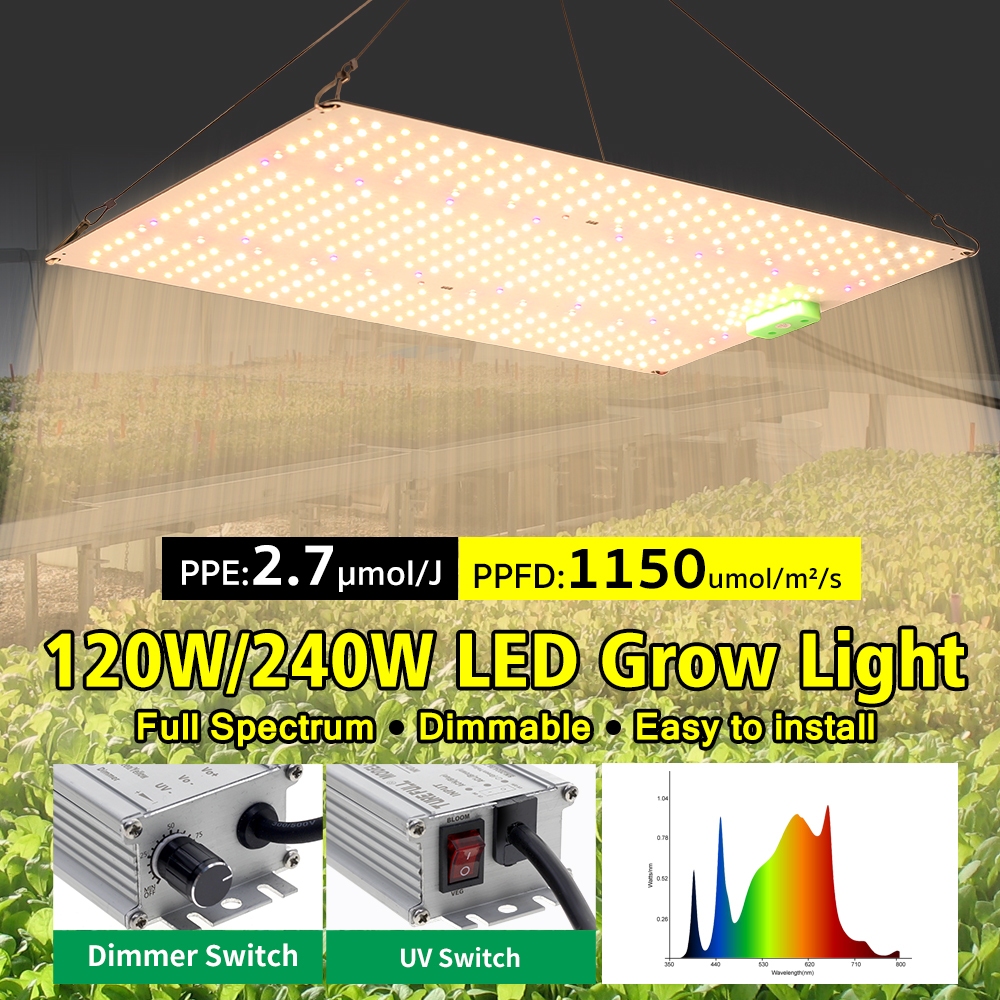 120W 240W LED Grow Light Full Spectrum Samsung LM281B UV Dimmable ...