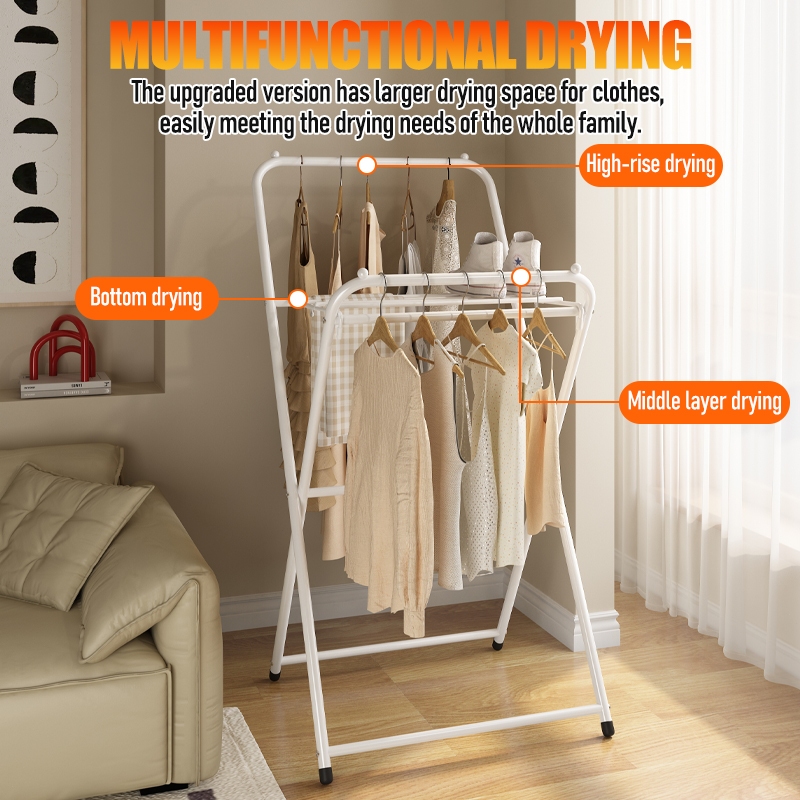 SG Stock Clothes Rack Balcony Drying Rack Bedroom Clothes Rack | Shopee ...