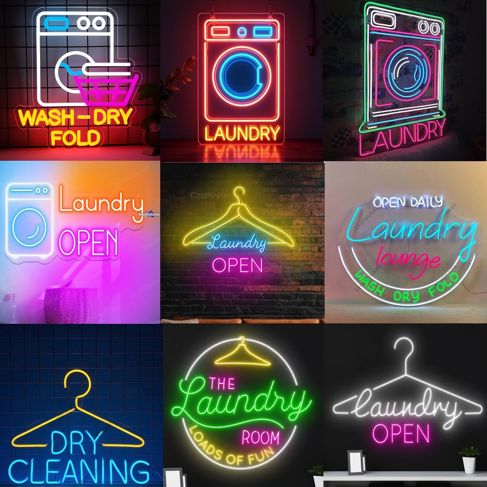 Dry Cleaning Laundry Led Wall Sign, Laundry Room Neon Sign, Laundry ...
