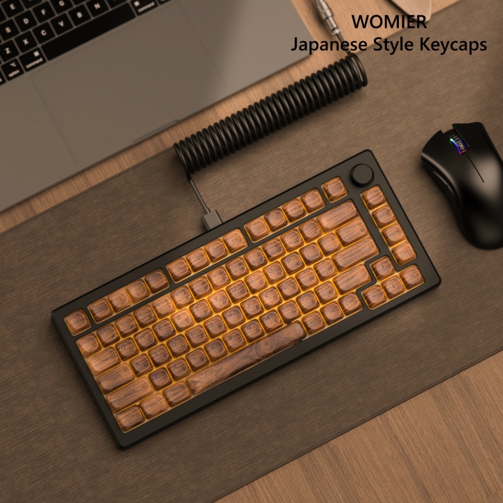 WOMIER 134 Keys MOA Profile Walnut Wood Theme PBT Keycaps Custom
