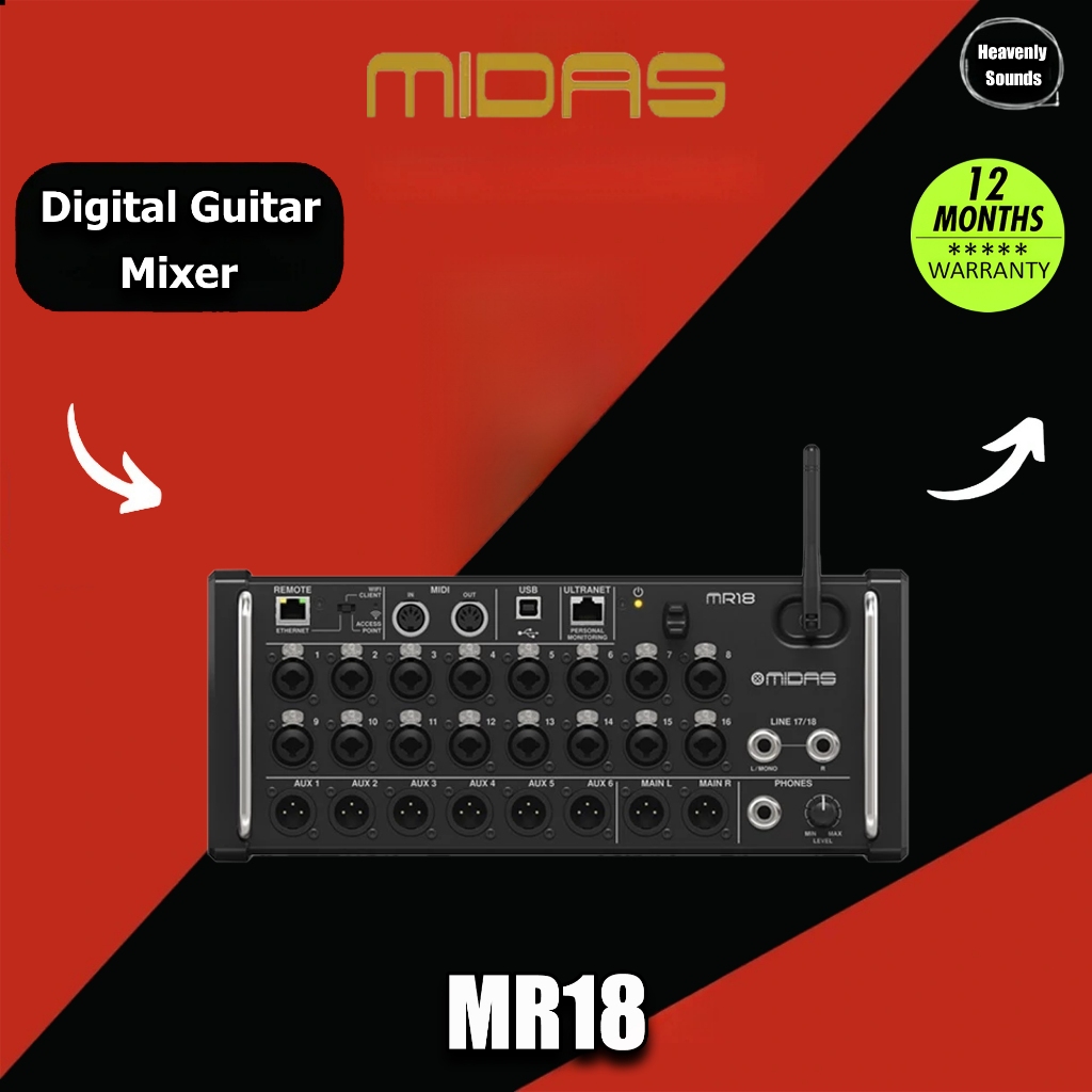 MIDAS MR18 Rack Mount Professional Digital Mixer Built-in Wifi DSP ...