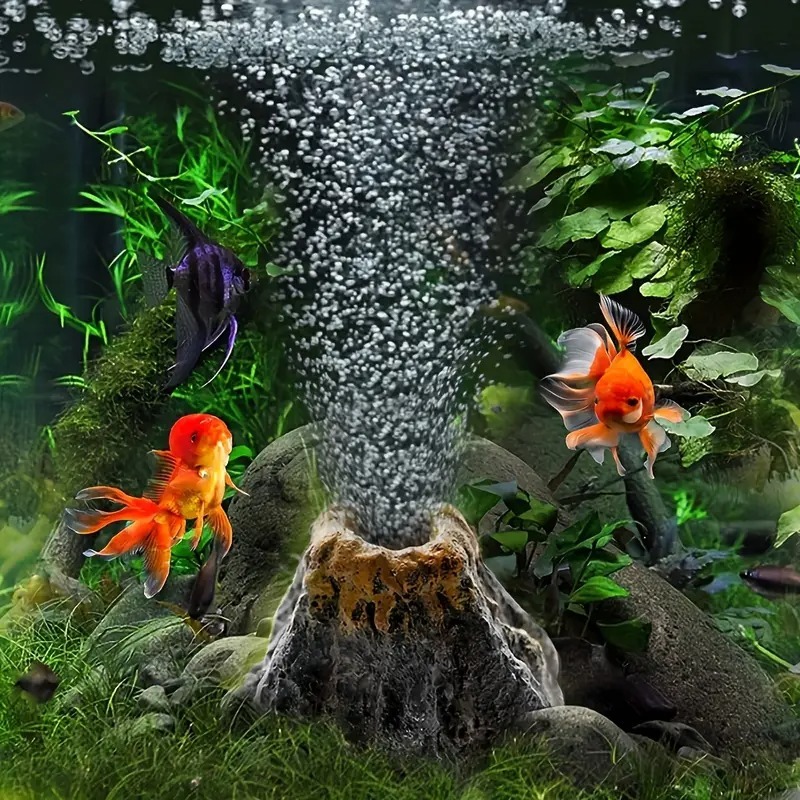 fish tank accessories singapore Aquarium Decorations Plants, 9pcs Green Fish Tank Decorations Plants and Cave Rock Decoration Decor Set, Aquarium Decor Plastic Plants Pet Supplies Aquarium Volcano Bubble Stone -