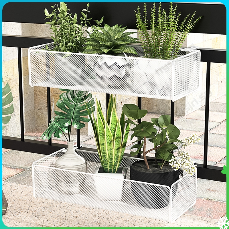 Flower rack balcony shelves hanging bracket planter shelf guardrail ...