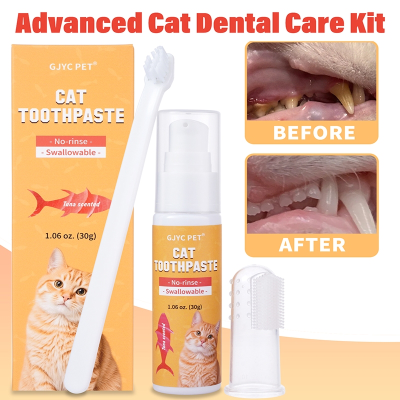 GJYC PET Tuna Flavored Pet Cat Toothpaste With Professional Toothbrush ...