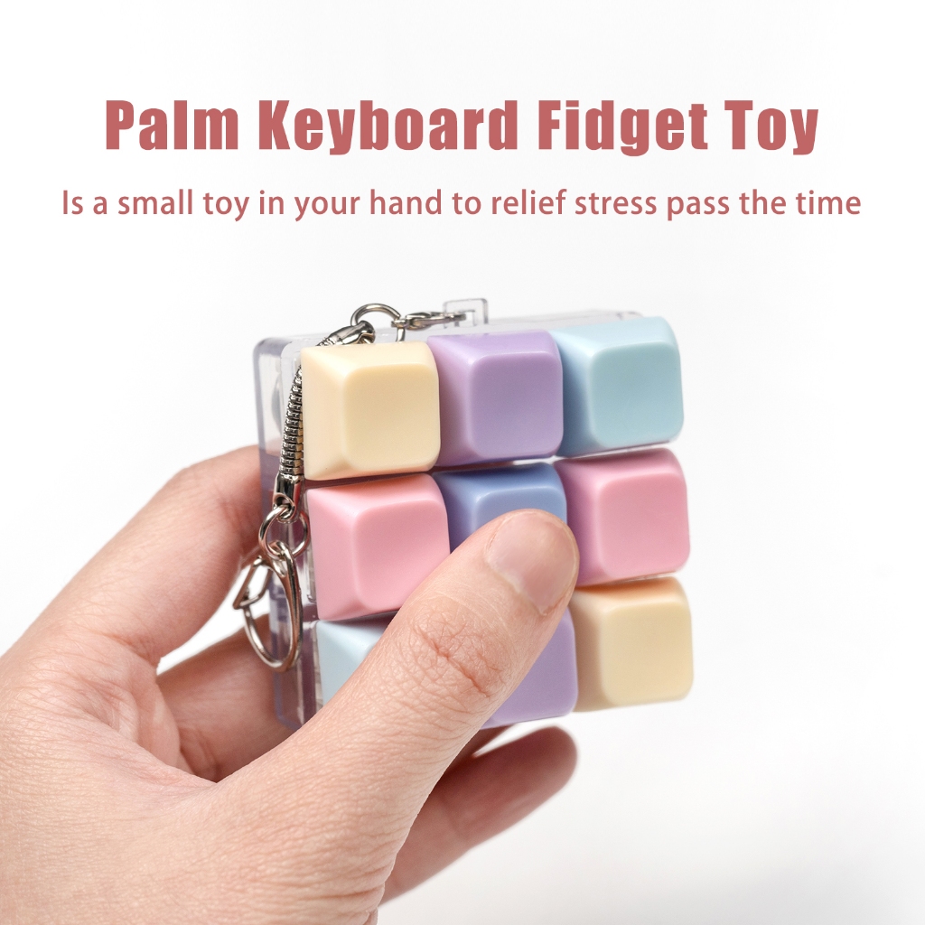 Nine-square grid keycaps fidget with RGB Light Keychain Keyboard