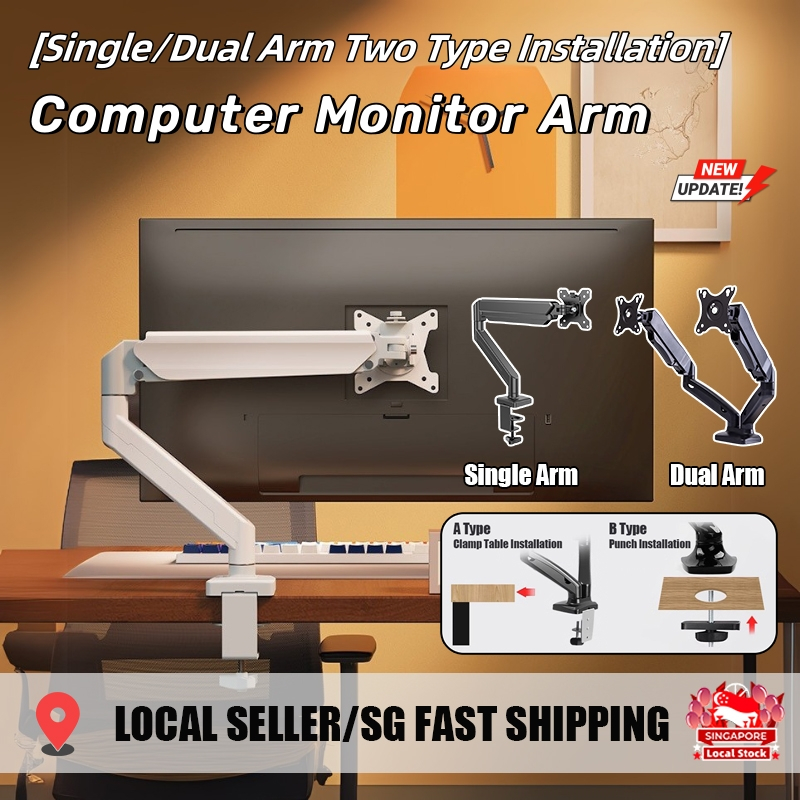 SG STOCK Computer Monitor Bracket Single/Dual Arm Adjustable Monitor ...