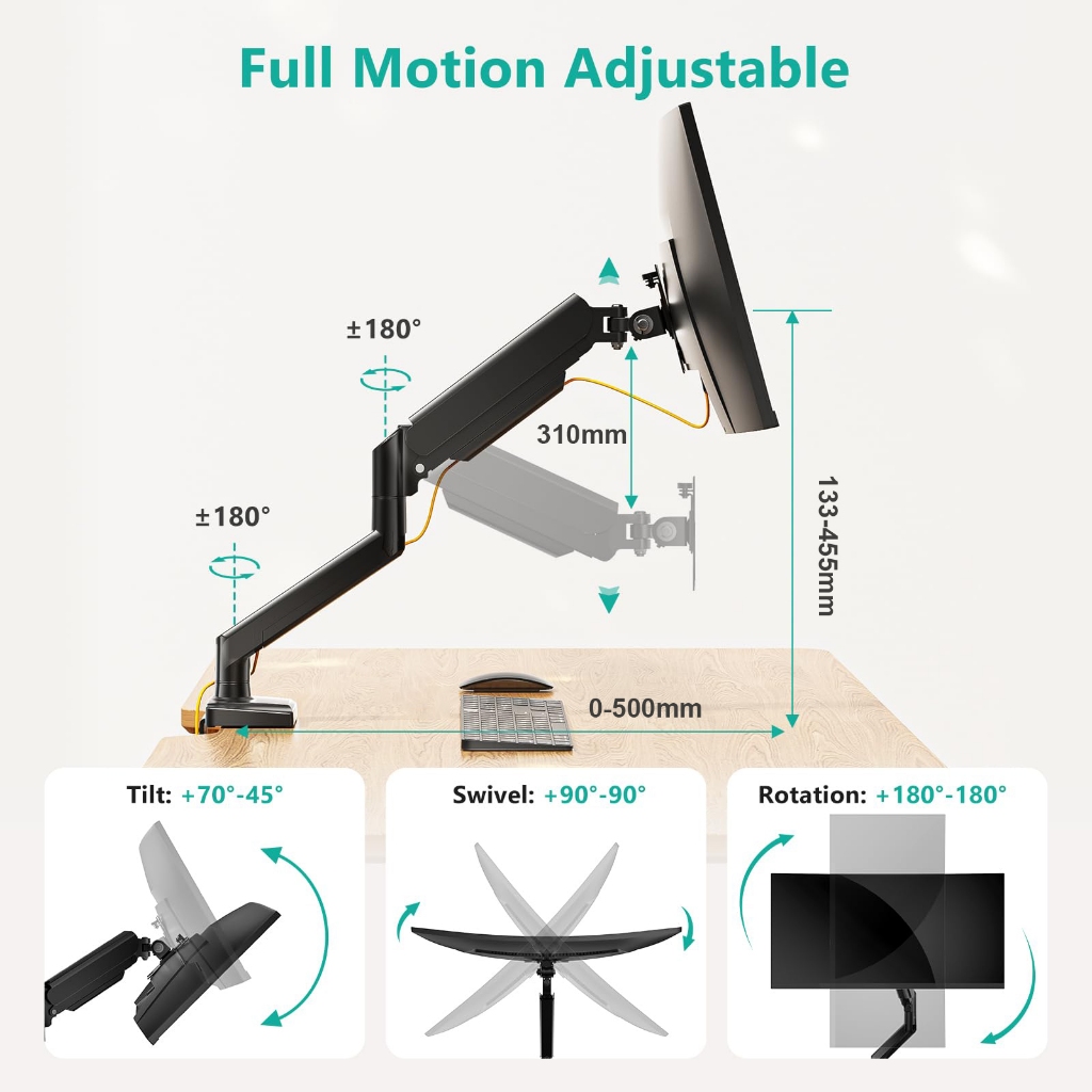 SG STOCK Computer Monitor Bracket Single/Dual Arm Adjustable Monitor ...