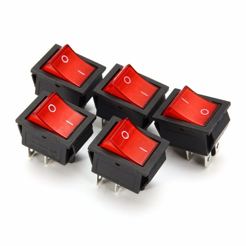 Interruptor tipo barco KCD4 de 10 piezas, 4 pin con luz de 6 pi con