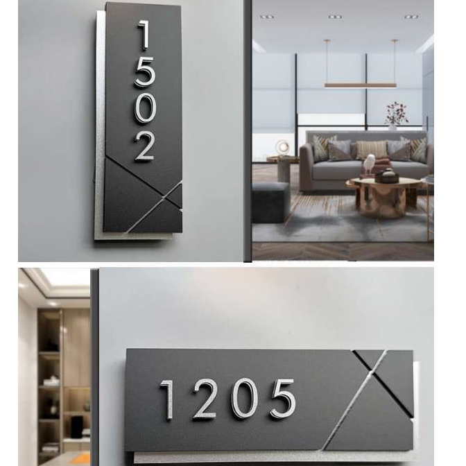 Hotel Company Family Wall Decoration Room Number3D 3D Silver Number ...