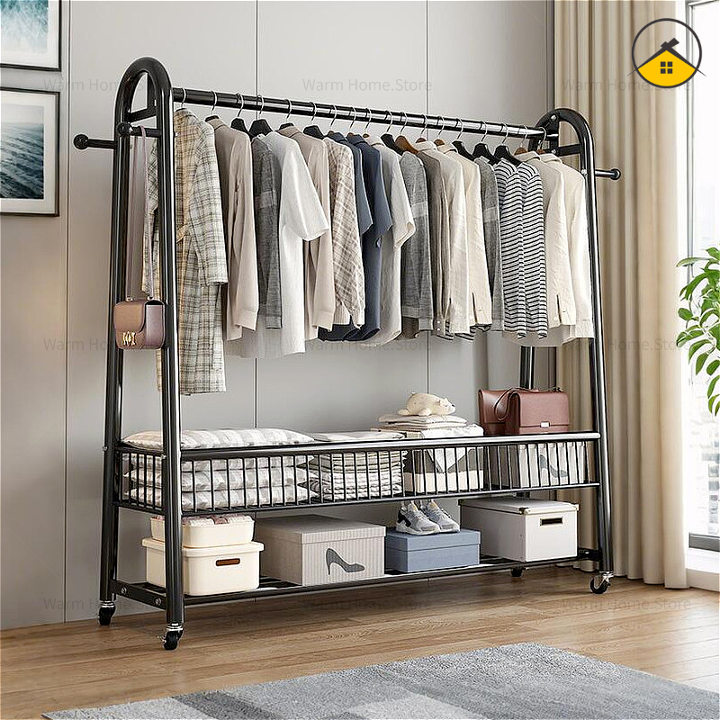 Movable Clothes Rack Large Capacity Clothes Hanger Simple Bedroom ...