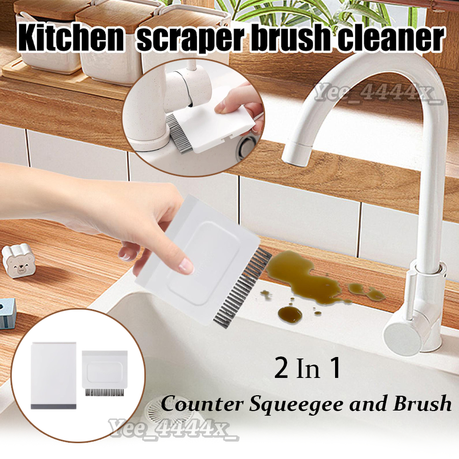 Squeegee for Kitchen Sink 2 in 1 Counter Squeegee and Brush Scraper ...