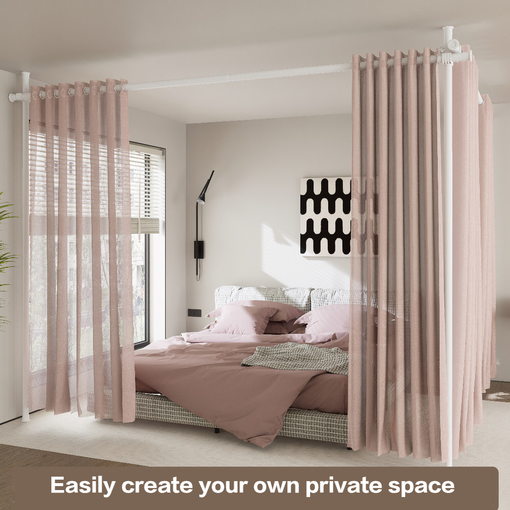 No-Drill Floor-Standing Bedroom Living Room Divider Bed Blocker Magic ...