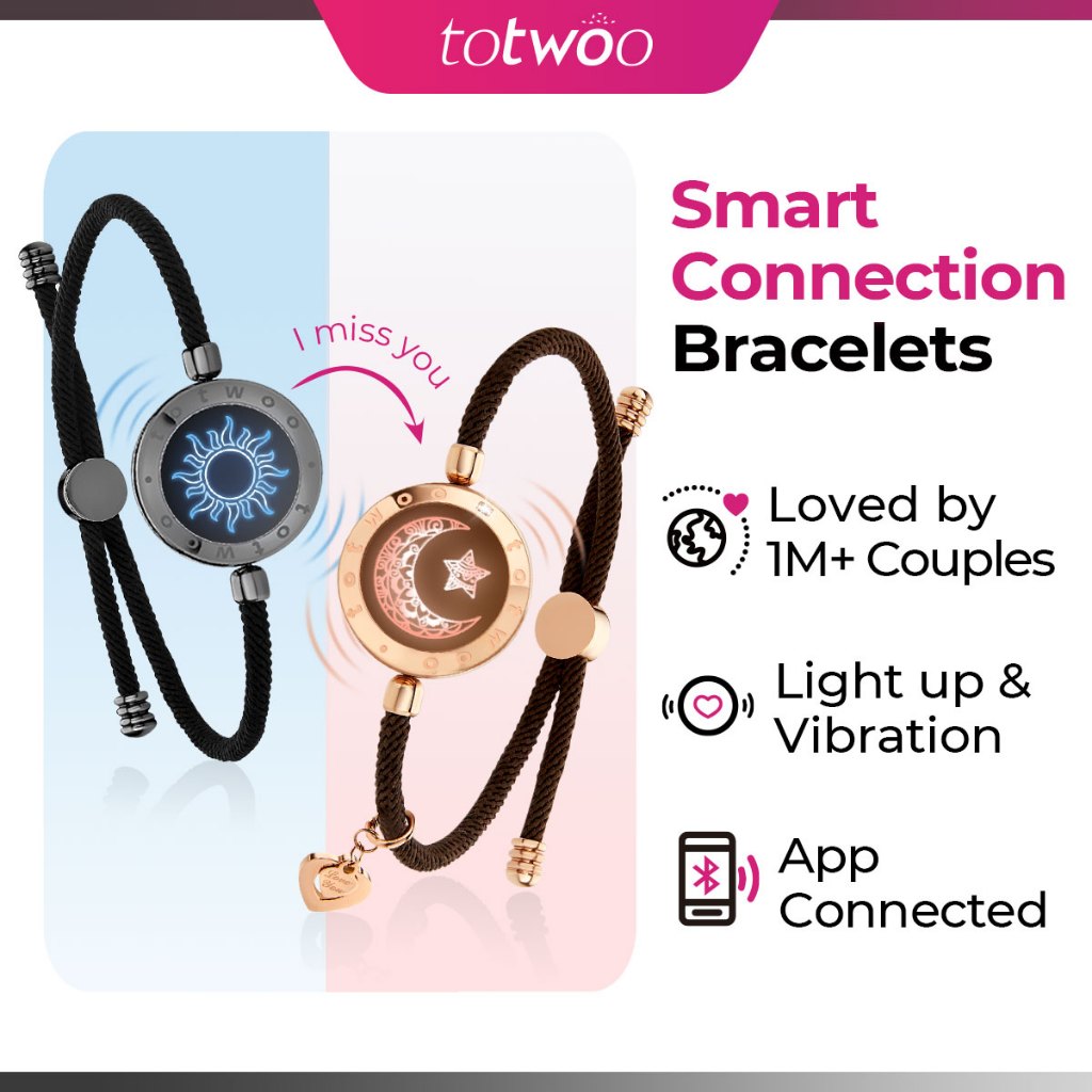 TOTWOO Touch Bracelet Light Up&Vibration for Couples Smart Jewelry