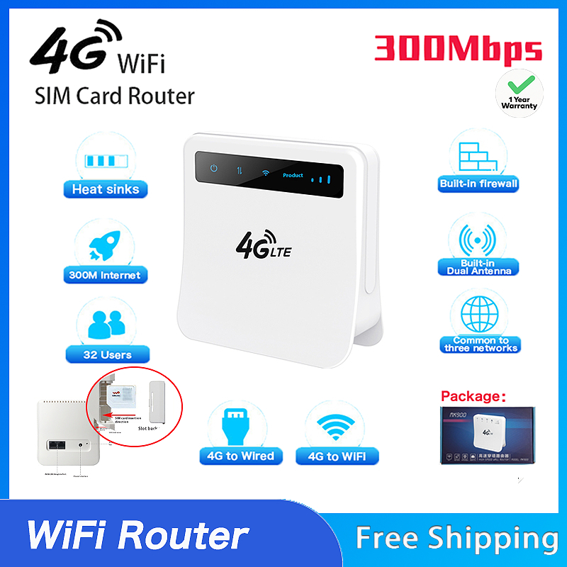 Wifi wireless router 4G Sim card router 300M portable router | Shopee ...