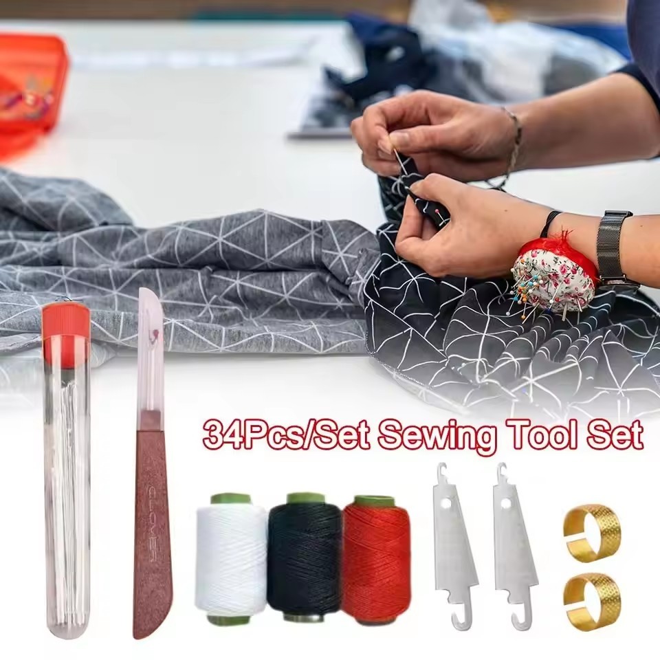 34pcs/set of stainless steel sewing thread kit, with top needle for ...