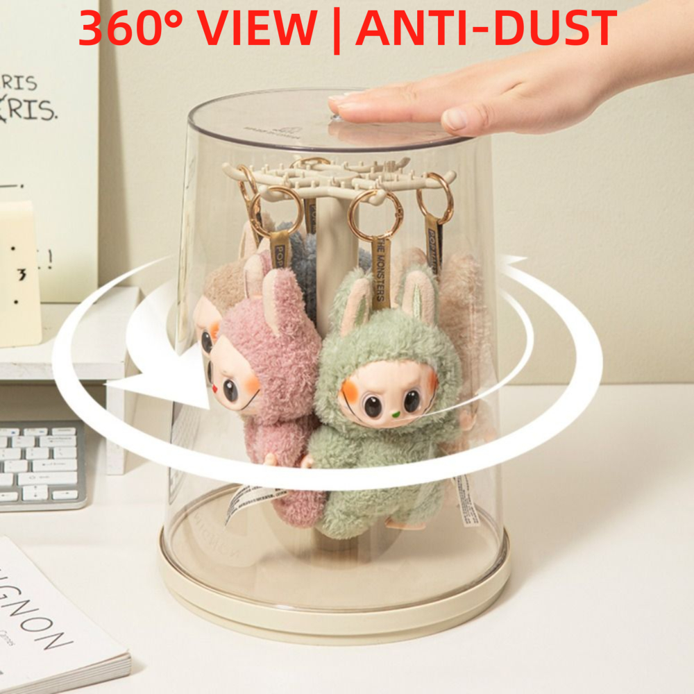 360 Rotating Labubu Display Case - Dustproof Blind Box Showcase,Fit for ...