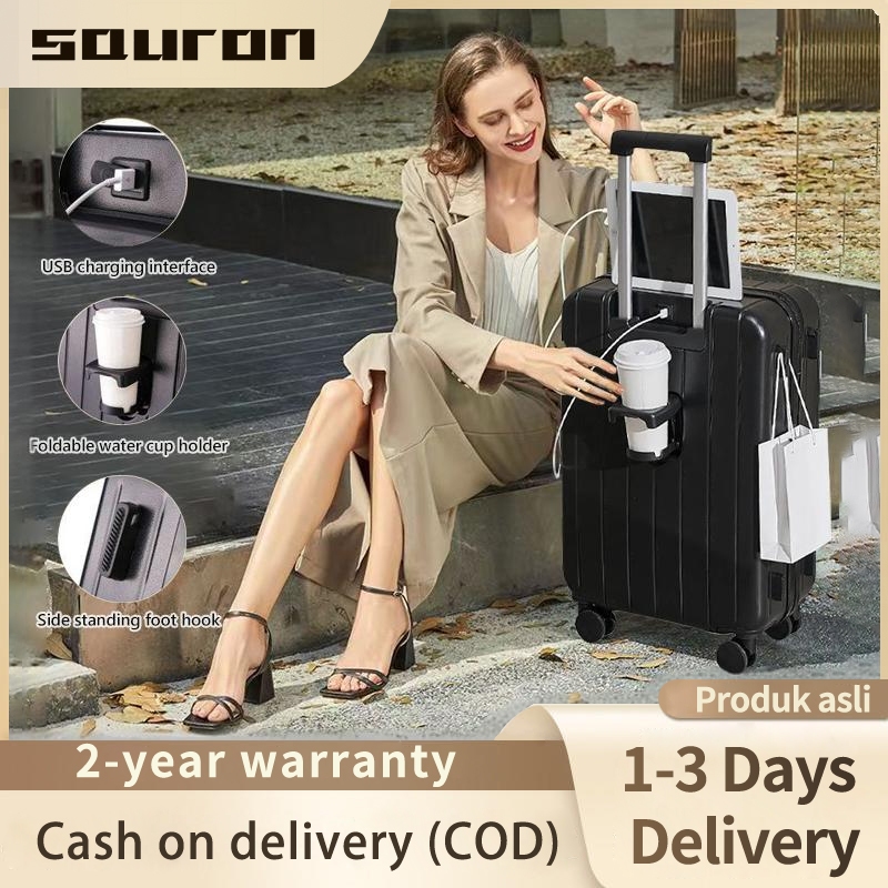 20/24/28 Inch Luggage Bag Suitcase With Foldable Cup Holder USB ...