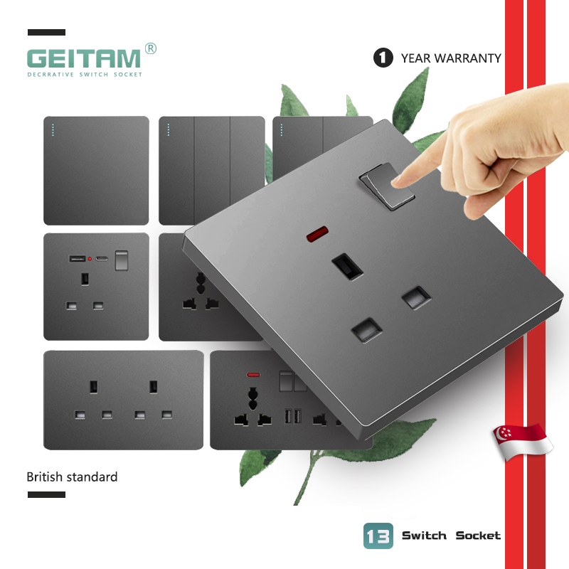 SG Featured UK13A Plug gray Socket Retouch Universal Wall Panel Switch ...