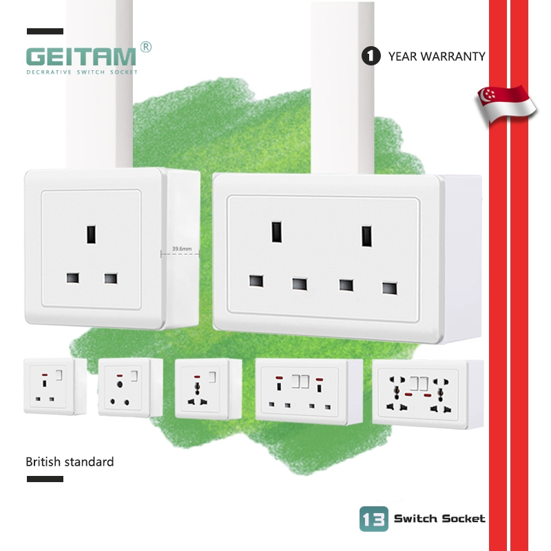 SG Featured UK 13A socekt White Wall panel Surface Back Box Included ...