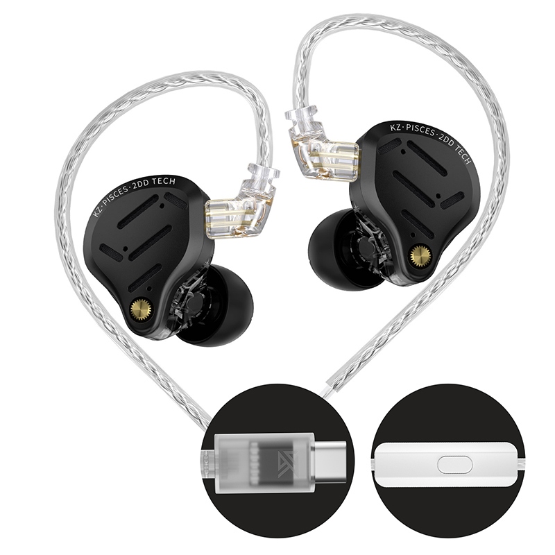 KZ Pisces In Ear Wired Earbuds Horizontal Dual Dynamic Driver HiFi
