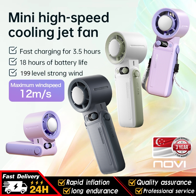 Novi Portable Fan Mini Jet Fan 6000 mAh 18000Rpm USB Handheld Fan High ...