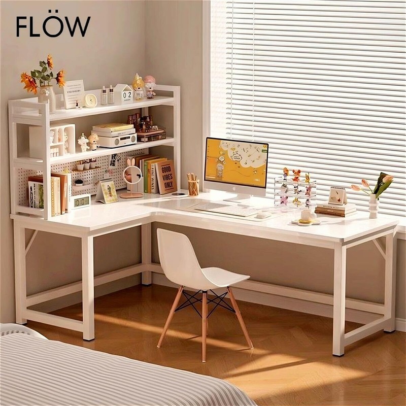 L Shape Desk Computer Table | Hole Board + Cream Style Table ...